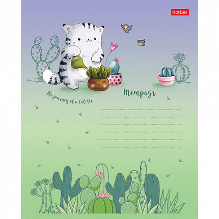 Тетрадь 12 л., HATBER, линия, обложка картон, "Приключения кота Пирожка" (микс в спайке), 067659, 12Т5В2