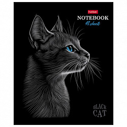 Тетрадь А5, 48 л., HATBER, скоба, клетка, матовая ламинация, 3D-лак, "Black Cat" (микс в спайке), 093159, 48Т5лолВ1