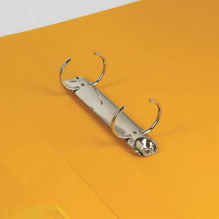 Папка на 2 кольцах BRAUBERG "Contract", 35 мм, желтая, до 270 листов, 0,9 мм, 221795