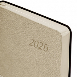 Ежедневник датированный 2026 А5 138x213 мм, BRAUBERG "Stylish", под кожу, гибкий, бежевый, 117104
