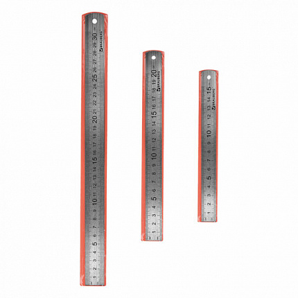 Линейки металлические КОМПЛЕКТ 3 шт. (15, 20, 30 см), BRAUBERG, 210811