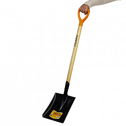 Лопата совковая стальная 19х27 см, ОБЩАЯ ДЛИНА 115 см, деревянный черенок, V-ручка, RABBITEX (РАББИТЕКС) "STANDARD", 700487