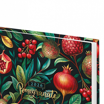 Ежедневник датированный 2026 145х215 мм, А5, STAFF, ламинированная обложка, "Гранаты", 117312