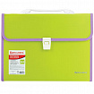 Папка-портфель пластиковая BRAUBERG "JOY", А4 (330х245х35 мм), 13 отделений, с окантовкой, салатовая, 227974