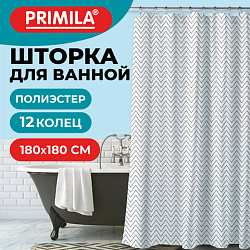 Шторка для ванной ПОЛИЭСТЕР, 180х180 см, кольца в комплекте, УЗОРЫ, PRIMILA (ПРИМИЛА), 700078
