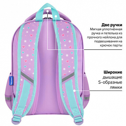 Рюкзак BRAUBERG OPTIMA, 2 отделения, с брелоком, "Funny kittens", 36х27х18 см, 273156