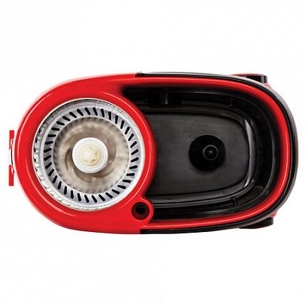 Швабра с отжимом и ведром 19л/9л на колесах и ручкой для перевозки, отжим центрифуга, 2 круглые насадки, черно-красный, LAIMA, 606303, M029B