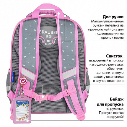 Ранец BRAUBERG QUADRO, 3 отделения, с брелоком, "Anime friends", 37х28х18 см, 272022