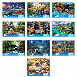 Пазл картонный 500 элементов АССОРТИ, 470х330 мм, РК