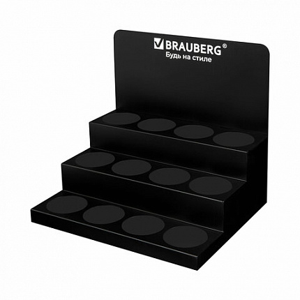 Металлическая подставка под ручки и карандаши в тубах BRAUBERG, 12 отделений, 39x39x3