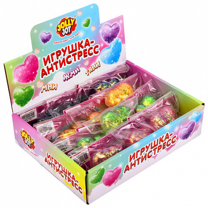 Игрушка-антистресс "СТЕКЛЯННОЕ СЕРДЦЕ", 5 см, ассорти 4 цвета, дисплей, JOLLY JOT (ДЖОЛЛИ ДЖОТ), 665808