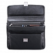 Портфель из натуральной кожи, 38х27х12 см, 2 отделения, замок с ключом, черный, 2-237