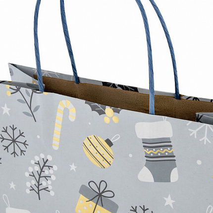 Пакет подарочный (1 штука) новогодний 26x13x32 см, "Kraft Large", ассорти, ЗОЛОТАЯ СКАЗКА, 592132