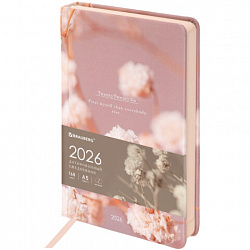 Ежедневник датированный 2026 А5 138x213 мм, BRAUBERG "Vista", под кожу твердый, "Tenderness", 117455
