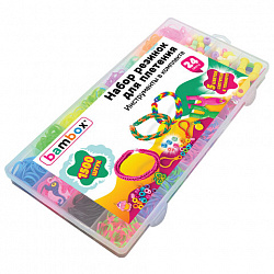 Набор резинок для плетения украшений 1 500 шт., 24 цвета, бокс, бусины, BAMBOX (БАМБОКС), 665977