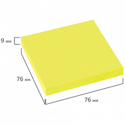 Блок самоклеящийся (стикеры), BRAUBERG, НЕОНОВЫЙ, 76х76 мм, 90 листов, желтый, 122702