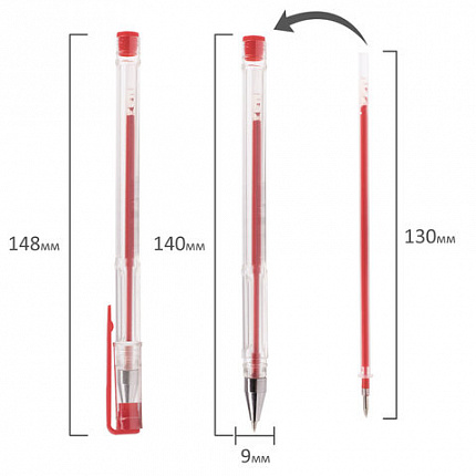 Ручки гелевые ПИФАГОР, НАБОР 10 ЦВЕТОВ, корпус прозрачный, узел 0,5 мм, линия письма 0,35 мм, 142794