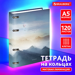 Тетрадь на кольцах А5 160х212мм, 120л, картон,матовая ламинация, клетка, BRAUBERG, Аниме new, 404724