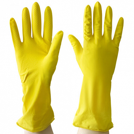 Перчатки МНОГОРАЗОВЫЕ латексные AVIORA, размер 8-9, L (большой), желтые, вес 36 г, 402-568