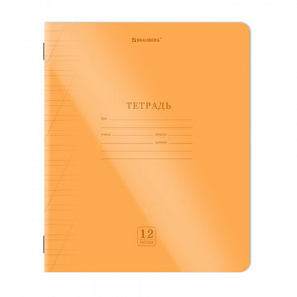 Тетрадь пластиковая обложка (НЕОН) 12 листов, косая линия, BRAUBERG "Smart Cover", АССОРТИ (микс в спайке), 405027