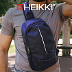 Рюкзак однолямочный HEIKKI SPORTING (ХЕЙКИ), светоотражающая полоса, синий, 37х23х10 см, 273904
