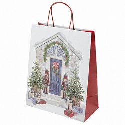 Пакет подарочный КОМПЛЕКТ 10 штук новогодний 26x13x32 см, "Новогодняя Сказка", ЗОЛОТАЯ СКАЗКА, 592131