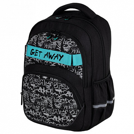 Рюкзак BRAUBERG MOTION, 2 отделения, 3 кармана, "Get away", СВЕТООТРАЖАЮЩИЙ ПРИНТ, 41х28х17 см, 273117