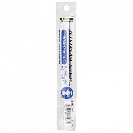 Стержень шариковый масляный UNI "JetStream", 121 мм, СИНИЙ, узел 0,7 мм, линия письма 0,35 мм, SXR-71-07 BLUE