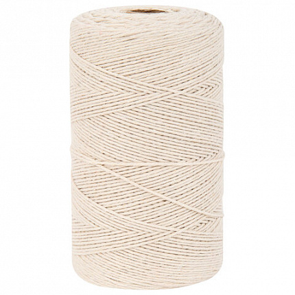 Шпагат хлопковый для прошивки документов, вязания, макраме, длина 500 м, диаметр 1,5 мм, BRAUBERG, 700362