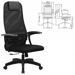 Кресло офисное BRABIX PREMIUM "Ultimate EX-801" пластик, плотная двойная сетка Х2, черное, 532922