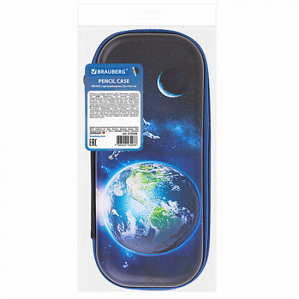 Пенал BRAUBERG, 1 отделение, 1 откидная планка, EVA, 22х10х5 см, "Planet", 272336