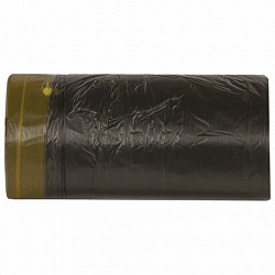 Мешки для мусора с завязками 30 л, черные, в рулоне 30 шт., прочные, ПНД 14 мкм, 45х57 см, ОФИСМАГ, 601396