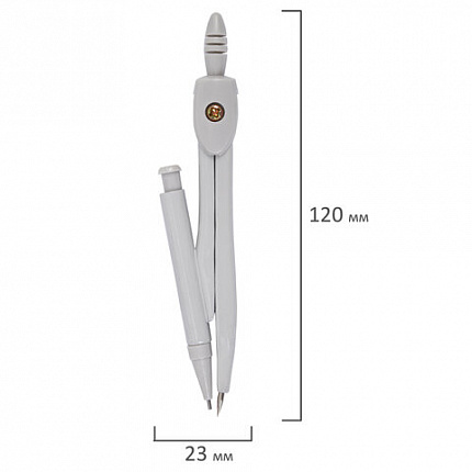 Готовальня STAFF "College" 2 предмета: циркуль 120 мм, запасные грифели, пластиковый пенал, дисплей, ассорти, 210862