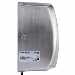 Сушилка для рук ВЫСОКОСКОРОСТНАЯ АНТИВАНДАЛЬНАЯ SONNEN K2020, 1000 Вт, 100 м/с, IPX3, 72 дБ, нержавеющая сталь, 607193
