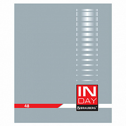 Тетрадь А5, 48 л., BRAUBERG скоба, клетка, обложка картон, "INDAY", 400518