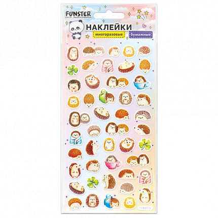 Наклейки бумажные 17,5х9,5 см, ассорти 12 видов, FUNSTER (ФАНСТЕР), 666676