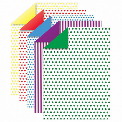 Картон цветной А4 2-сторонний МЕЛОВАННЫЙ EXTRA 5 цветов папка, оборот РИСУНОК, ЮНЛАНДИЯ, 200х290 мм, 111323