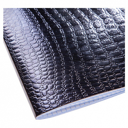 Тетрадь бумвинил А5 48 л., скоба, офсет №1, клетка, с полями, "ЧЕРНАЯ Metallic", CROCO, HATBER, 072232, 48Т5бвВ1