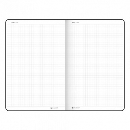 Блокнот А5 138x213 мм, BRAUBERG "Basic", под кожу, 80 л., клетка, черный, 116227