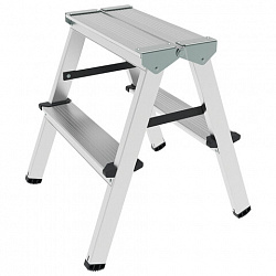 Стремянка алюминиевая двухсторонняя 2х2 ступени, высота площадки 0,43 м, до 150 кг, вес 1,8 кг, НОВАЯ ВЫСОТА, 1120202