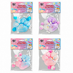 Игрушка-антистресс "ЦВЕТНАЯ КОШАЧЬЯ ЛАПКА С ПОМПОНАМИ", 7х6 см, ассорти 4 вида, дисплей, JOLLY JOT (ДЖОЛЛИ ДЖОТ), 665770