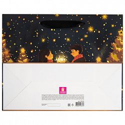 Пакет подарочный (1 шт.) новогодний, 26х13х32 см, "Love story", фольга, ассорти, ЗОЛОТАЯ СКАЗКА, 592445