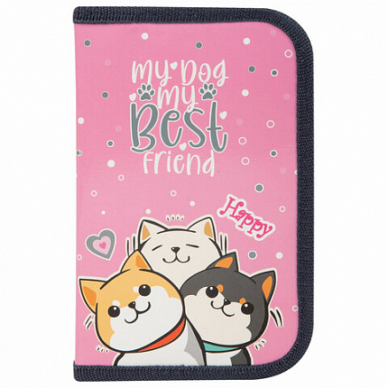 Пенал ПИФАГОР, 1 отделение, ламинированный картон, 19х11 см, "Best team", 272240