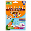 Карандаши цветные утолщенные BIC "Kids Evolution Triangle", 12 цветов, трехгранные, грифель 4 мм, 8297356, 82973511