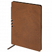 Блокнот А5 (140х200 мм), BRAUBERG "NEBRASKA", под кожу, 80 л., линия, коричневый, 113412