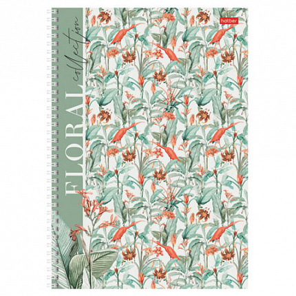 Тетрадь А4 80 л., HATBER, гребень, клетка, матовая ламинация, "Floral collection" (микс в спайке), 082972, 80Т4лВ1гр