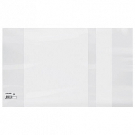 Обложка ПЭ со штрихкодом для тетрадей и дневников, С ЗАКЛАДКОЙ, ПЛОТНАЯ, 140 мкм, 210х350 мм, прозрачная, ПИФАГОР, 229370