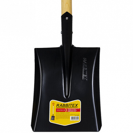 Лопата совковая стальная 19х27 см, ОБЩАЯ ДЛИНА 115 см, деревянный черенок, V-ручка, RABBITEX (РАББИТЕКС) "STANDARD", 700487