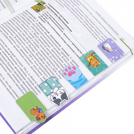 Закладки для книг МАГНИТНЫЕ, "АССОРТИ 5 ДИЗАЙНОВ ЗВЕРЯТА", набор 6 штук, 35x25 мм, FUNSTER, 116651