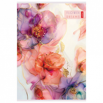 Тетрадь А4 80 л., HATBER скоба, клетка, Soft-touch ламинация, "Цветочные сны" (микс в спайке), 088813, 80Т4лВ1